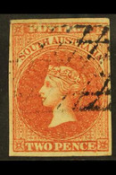 SOUTH AUSTRALIA 1856-8 Red, Wmk Large Star, Imperf, RE-ENTRY At Lower Right, SG 9, Fine Used, Four Margins. For More Ima - Other & Unclassified