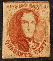 1861 40c Red "Medallion", No Watermark, SG 15 Or Cob 12, Mint With Two (almost Three) Margins, Large Part Of Original (b - Autres & Non Classés