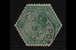 TELEGRAPHS 1866 1fr Blue-green On Thin Paper, Cob TG2, Very Fine Used. For More Images, Please Visit Http://www.sandafay - Autres & Non Classés