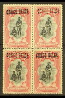 BELGIAN CONGO 1909 5f. Black And Lake, Local Overprint Type 1, COB 38L (1), Rare Block Of Four Fine Mint, With Two Never - Altri & Non Classificati