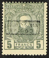 BELGIAN CONGO 1892 3fr 50 On 5fr Grey With "COLIS POSTEAUX" Boxed Copper Handstamp, SG 17 Or Cob CP 5, Mint, Streaky Gum - Altri & Non Classificati