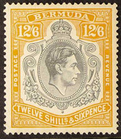 1938-53 12s6d Grey & Brownish Orange KGV Key Type Perf 14 Chalky Paper, SG 120a, Fine Mint, Usual Brownish Streaky Gum,  - Bermuda