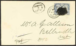 1897 50c Bright Ultramarine Jubilee, SG 135, On Neat Registered Cover Hamilton To Belleville, Tied August 1897 Cds And B - Autres & Non Classés