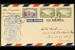 1937 FIRST FLIGHT COVER From San Francisco To Macau (FAM No 14), Bearing 1935 20c Olive Pair Plus 50c Violet, These Tied - Other & Unclassified