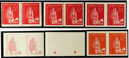 1943 2k+1k Red Cross (Michel 119, SG 92), Never Hinged Mint Horizontal PROOFS PAIRS, Includes Background In Red, Impress - Croatia