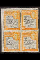 1946-49 6d Black & Orange Thick Map, SG G6, Superb Never Hinged Mint Upper Left Corner BLOCK Of 4 With One Stamp Showing - Falkland Islands