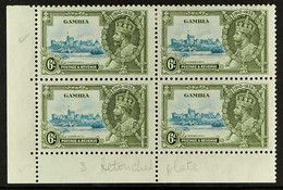 1935 6d Silver Jubilee, SHORT EXTRA FLAGSTAFF In A Corner Marginal Block Of Four, Variety "retouched" (partly Removed) B - Gambia (...-1964)