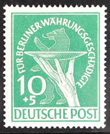 1949 10pf Green, Berlin Relief Fund, PLATE FLAW - Green Dot On Right Of The Wrist, Mi 68 II, Never Hinged Mint. For More - Altri & Non Classificati