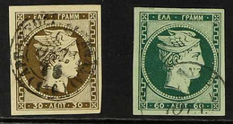 1876 30L Olive-brown On Cream And 60L Deep Green On Green Large Hermes Paris Print (Michel 43a & 44, SG 51/52), Very Fin - Other & Unclassified
