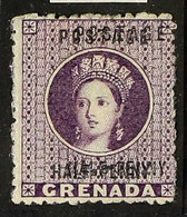 1881 ½d Deep Mauve, SURCHARGE DOUBLE VARIETY, SG 21b, Very Fine Unused, No Gum, RPSL Certificate Accompanies. For More I - Grenada (...-1974)