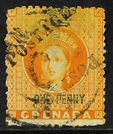 1883 (Jan) Half Of 1d Orange Chalon, Small "POSTAGE" Diagonal Overprint, Unsevered Pair, SG 29a, With Neat Code "C" Cds, - Grenada (...-1974)