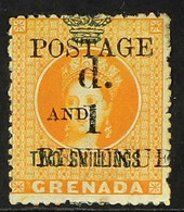 1888-91 1d On 2s Orange Chalon, SG 44, Mint With Large Part Gum. For More Images, Please Visit Http://www.sandafayre.com - Grenada (...-1974)