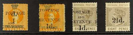 1888-91 1d On 2s Orange (both), 1d On 8d Grey-brown, And 2½d On 8d Grey-brown, With Surcharge Types 18, 19, Or 20, SG 44 - Grenada (...-1974)