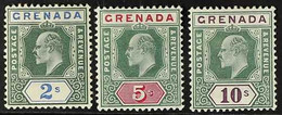 1902 2s, 5s And 10s, SG 64/66, Fine Mint. (3 Stamps) For More Images, Please Visit Http://www.sandafayre.com/itemdetails - Grenada (...-1974)