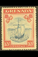 1938 10s Steel Blue And Bright Carmine, Perf. 14 Narrow Frames, SG 163a, Very Fine Lightly Hinged Mint. For More Images, - Grenada (...-1974)