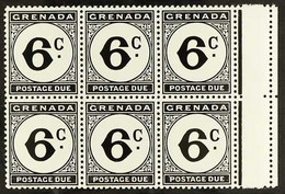 POSTAGE DUES 1952 6c Black, Marginal Block Of 6, One Showing The Variety "Error. St Edward's Crown" In Wmk, SG D17b, Nev - Grenada (...-1974)