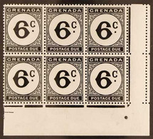 POSTAGE DUES 1952 6c Black, Corner Gutter Block Of 6, One Showing The Variety "Error. Crown Missing" In Wmk, SG D17a, Fi - Grenade (...-1974)