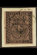 PARMA 1852 25c Black On Purple (SG 7, Sassone 4), Superb Used On Piece Tied By Light Boxed Mute Cancel, Four Large Margi - Unclassified