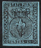 PARMA 1852 40c Black On Blue, Sass 5, Superb Used With Good Margins All Round And Neat 2 Line Cancel. Diena Cert. Cat Sa - Unclassified