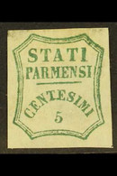 PARMA 1859 5c Blue Green, Provisional Govt, Sass 12, Fine Mint No Gum. A Little Light Soling At Top But A Scarce Stamp.  - Unclassified