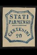 PARMA PROVISIONAL GOVERNMENT 1859 20c Blue With DECALCO (offset On Back) Variety, Sassone 15f (SG 31 Var), Fine Mint Sma - Unclassified