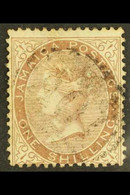 1870-83 1s Dull Brown, Variety "$" For "S", SG 13a, With Neat Light "A01" Cancel, Very Scarce. For More Images, Please V - Jamaica (...-1961)