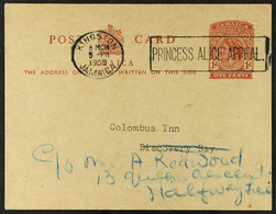 POSTAL STATIONERY 1955 (8 Mar) Redirected 1d QEII Postal Card With Very Fine "PRINCESS ALICE APPEAL" Slogan Cancel. For  - Jamaica (...-1961)