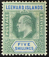 1902 5s Green & Blue KEVII, SG 28, Fine Mint, Fresh. For More Images, Please Visit Http://www.sandafayre.com/itemdetails - Leeward  Islands