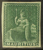 1858-62 (4d) Green "Britannia" Imperf, SG 27, Four Clear Margins, Mint With OG, Small Faults Do Not Detract For More Ima - Mauritius (...-1967)