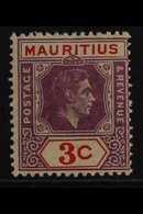 1938-49 3c Reddish Purple & Scarlet, Variety "Sliced S At Right", SG 253a, Fine Mint For More Images, Please Visit Http: - Mauritius (...-1967)