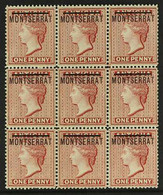 1876 1d Red, Watermark Reversed, SG 1x, A Fine Mint Block Of Nine, With Three Being Never Hinged, A Rare Classic Multipl - Montserrat
