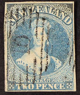 1857-63 2d Pale Blue Imperf Chalon, SG 9, Very Fine Used With 4 Margins & Neat "10" Cancellation. Lovely. For More Image - Altri & Non Classificati