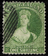 1862-63 1s Deep Green Chalon Pelure Paper No Watermark Perf 13, SG 94, Very Fine Used With Neat Nelson Barred Oval Clear - Altri & Non Classificati