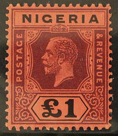 1929 £1 Purple & Black/red, MCA Wmk, Die II, SG 12ba, Very Fine Mint For More Images, Please Visit Http://www.sandafayre - Nigeria (...-1960)