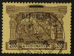 1911-12 200r Brown On Buff Postage Due Stamp With "REPUBLICA" Overprint And With "200" And "CONTINENTE" PRINTED DOUBLE V - Other & Unclassified