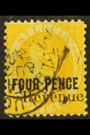 1883 4d Yellow "Postal Fiscal", SG F26, Cds Used For More Images, Please Visit Http://www.sandafayre.com/itemdetails.asp - St.Lucia (...-1978)