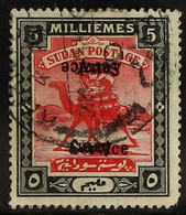 ARMY OFFICIAL 1906-11 5m Scarlet And Black With OVERPRINT DOUBLE - ONE INVERTED, SG A9e, Finely Used With Rounded Low-ri - Sudan (...-1951)