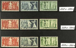 1938-54 HIGH VALUES Complete Sets On All Three Paper Types (Mi 328v/30x, SG 388A/90C), Never Hinged Mint. Lovely! (9 Sta - Autres & Non Classés