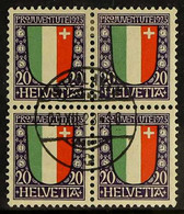 PRO JUVENTUTE 1923 20c Violet, Green, Red And Black, Zumstein 27 (SG J26), Very Fine Used BLOCK OF FOUR With Central Cds - Other & Unclassified