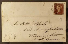 1843 (26 May) Entire Letter From Coventry Addressed To Warrington, 1d Red-brown 'plate 29 Tied By COVENTRY MALTESE CROSS - Other & Unclassified