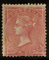 1855-57 4d Rose Watermark Large Garter, SG 66a, Unused No Gum, One Nibbled Perf At Bottom, Fresh Colour, Cat £1,750. For - Other & Unclassified