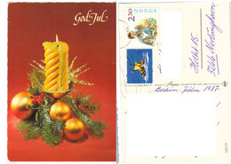 Norway  Card With Christmas Stamp And Label With Kont-tiki - Thor Heyerdahl Expedition - Lettres & Documents