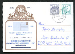 Bund PP134 GEZÄHNTE POSTKARTE DR P89II München Gebraucht Nach Halle 1985 - Cartes Postales Privées - Oblitérées