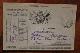 France 1915 Franchise Militaire Secteur Postal SP 149 Adressée Oran Algérie Cover FM WW1 WK1 - Guerre De 1914-18