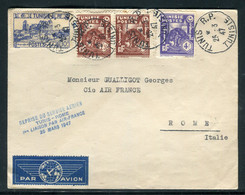 Tunisie - Enveloppe Avec Griffe De La Reprise Du Service Aérien Tunis / Rome Par Air France En 1947 - Ref A54 - Storia Postale