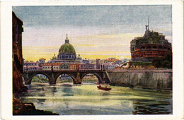 CPA AK ROMA Ponte E Castello S. Angelo S. Pietro ITALY (551876) - Ponts