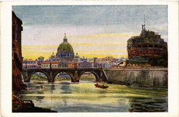 CPA AK ROMA Ponte E Castello S. Angelo S. Pietro ITALY (552573) - Ponts