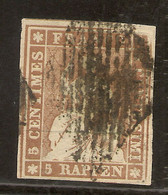 SUIZA  Yvert 32 (º)  5 Rp Brun Rojo CERTIFICADO AUTENTICIDAD 1854/1862   NL596 - Gebraucht