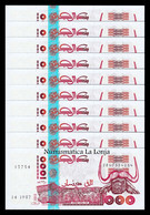 Argelia Lot Bundle 10 Banknotes 1000 Dinars 1998 Pick 142b (2) SC UNC - Algérie