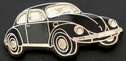 VW - VOITURE - CAR - AUTOMOBILE - COCCINELLE NOIRE - FOND GRIS - (3cm /1,5cm) -  VOLKSWAGEN -   (JAUNE) - Volkswagen